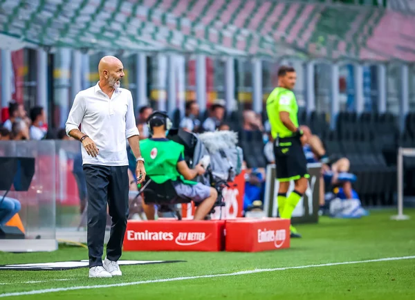 Hoofd Coach Van Milan Stefano Pioli Tijdens Serie 2019 Wedstrijd — Stockfoto