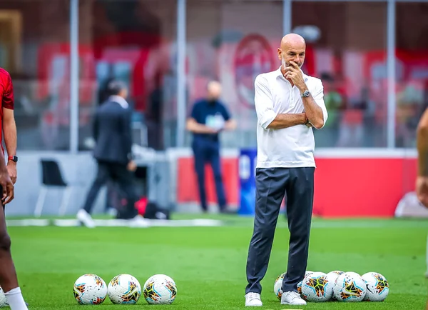 Hoofd Coach Van Milan Stefano Pioli Tijdens Serie 2019 Wedstrijd — Stockfoto