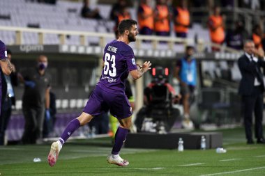 Acf fiorentina takımından Patrick Cutrone, 19 Temmuz 2020 'de İtalya' nın Floransa kentindeki Artemio Franchi Stadyumu 'nda Fiorentina-Torino maçında attığı golü kutluyor - LM / Matteo Papini