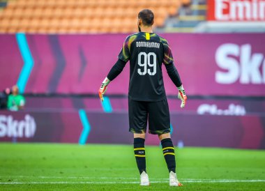 AC Milan 'dan Gianluigi Donnarumma 15 Temmuz 2020' de San Siro Stadyumu 'nda AC Milan ile Parma Calcio arasında oynanan 2019 / 20 karşılaşmasında - Fotoğraf: Fabrizio Carabelli / LM
