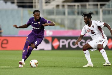 Acf fiorentina 'nın Hıristiyan kouame' si 19 Temmuz 2020 'de Floransa, İtalya' daki Artemio Franchi Stadyumu 'nda Torino' ya karşı Fiorentina maçında savaşıyor - LM / Matteo Papini