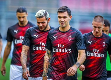 AC Milan 'dan Alessio Romagnoli 15 Temmuz 2020' de San Siro Stadyumu 'nda AC Milan ile Parma Calcio arasında oynanan 2019 / 20 karşılaşmasında - Fotoğraf Fabrizio Carabelli / LM