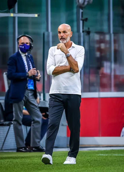 Entrenador Principal Del Milan Stefano Pioli Durante Partido Serie 2019 — Foto de Stock