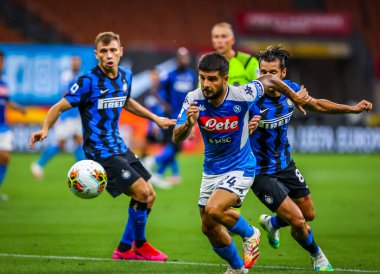 Serie A 2019 / 20 karşılaşmasında SSC Napoli 'den Lorenzo Insigne ile San Siro Stadyumu' nda SSC Napoli arasında 28 Temmuz 2020 - Fotoğraf Fabrizio Carabelli / LM