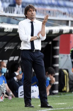 Antonio Conte, 25 Temmuz 2020 'de Cenova, İtalya' daki Cenova-FC Internazionale davasındaki FC jestlerinin yöneticisi - LM / Matteo Papini