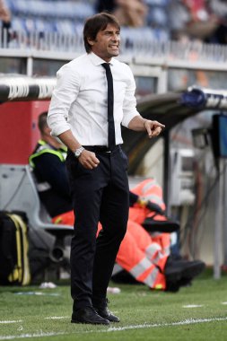 Antonio Conte, 25 Temmuz 2020 'de Cenova, İtalya' daki Cenova-FC Internazionale davasındaki FC jestlerinin yöneticisi - LM / Matteo Papini