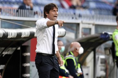 Antonio Conte, 25 Temmuz 2020 'de Cenova, İtalya' daki Cenova-FC Internazionale davasındaki FC jestlerinin yöneticisi - LM / Matteo Papini