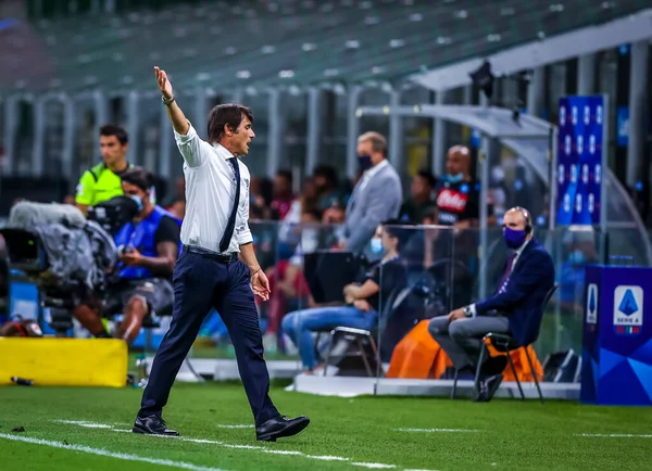Επικεφαλής Προπονητής Της Internazionale Antonio Conte Κατά Διάρκεια Του Αγώνα — Φωτογραφία Αρχείου