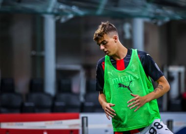 AC Milan 'dan Daniel Maldini, AC Milan ile Cagliari Calcio arasındaki Serie A 2019 / 20 karşılaşmasında 1 Ağustos 2020' de Milan, İtalya 'daki San Siro Stadyumu' nda - Fotoğraf Fabrizio Carabelli / LM