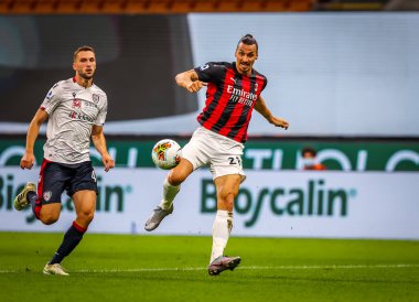 AC Milan 'dan Zlatan Ibrahimoviç, AC Milan ile Cagliari Calcio arasında 1 Ağustos 2020 tarihinde San Siro Stadyumu' nda oynanan 2019 / 20 karşılaşmasında - Fotoğraf: Fabrizio Carabelli / LM