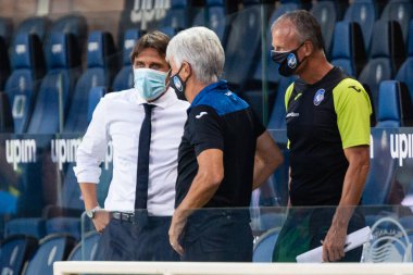 Antonio Conte (fc internazionale) ve gian piero gasperini (atalanta) Bergamo, İtalya 'da FC Internazionale' ye karşı Atalanta Bergamasca Calcio davasında, 1 Ağustos 2020 - LM / Francesco Scaccianoce