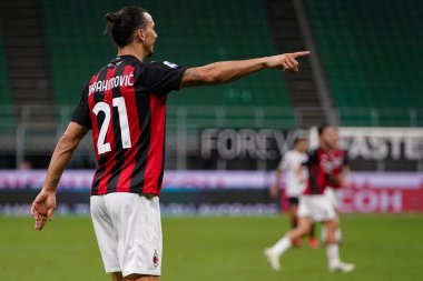 Milan-Cagliari Calcio maçında zlatan ibrahimovic (Milano) Milan, İtalya 'daki Stadyum San Siro' da, 01 Ağustos 2020 - LM / Luca Rossini