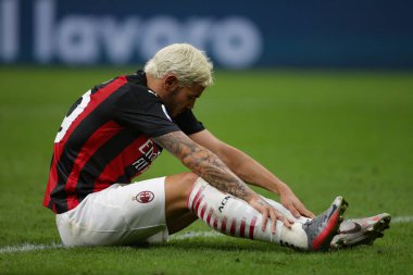 Milan 'ın Cagliari Calcio' ya karşı açtığı AC Milan maçında Theo Hernandez (Milan), İtalya 'da San Siro Stadyumu' nda, 01 Ağustos 2020 - LM / Luca Rossini