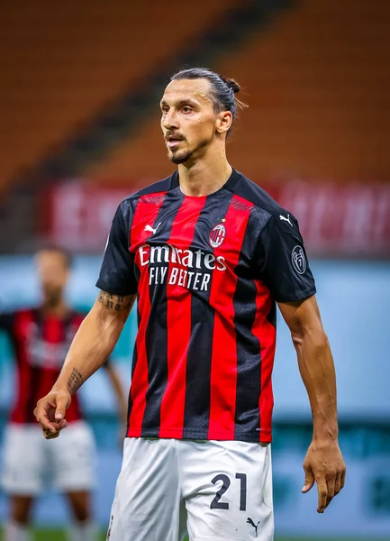 Milan Dan Zlatan Ibrahimoviç Milan Ile Cagliari Calcio Arasında Ağustos — Stok fotoğraf