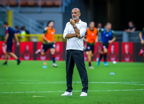 Entrenador Principal Del Milan Stefano Pioli Durante Partido Serie 2019 —  Fotos de Stock