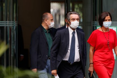 İtalya 'nın başkenti Milan' da düzenlenen Piazza Citta di Lombardia 'da düzenlenen basın toplantısında F1 Grand Prix Heineken sırasında bölge lombardia başkanı attilio fontana, 27 Ağustos 2020 - LM / Francesco Scaccianoce
