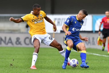 Marvin Zeegelaar (Udinese) amd davide faraoni (verona), 27 Eylül 2020 - LM / Alessio Tarpini