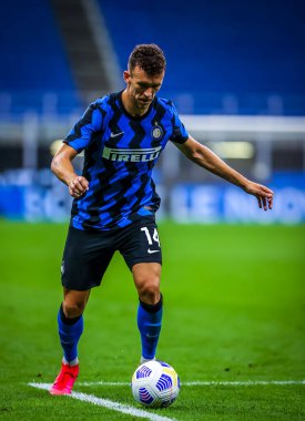 FC Internazionale 'den İvan Perisiç, FC Internazionale ile AC Pisa 1909 arasındaki 2020 / 21 sezonunda 19 Eylül 2020 tarihinde İtalya' nın San Siro Stadyumu 'nda - Fotoğraf Fabrizio Carabelli / LM