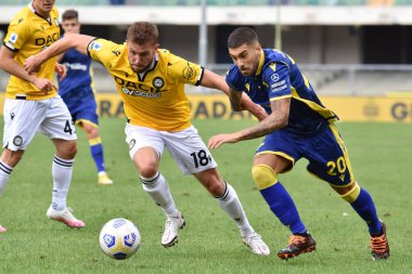İtalya, Verona 'da Hellas Verona' ya karşı Udinese davasında (Udinese) ve mattia zaccagni (verona), 27 Eylül 2020 - LM / Alessio Tarpini