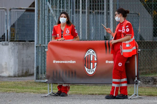 Personale Medico Sanitario Bordo Campo Während Milan Pink Bari Mailand — Stockfoto