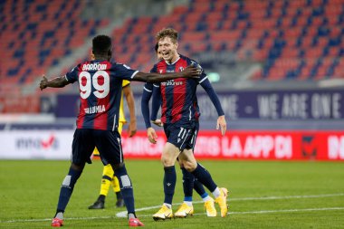 Andrea Skov Olsen (bologna fc), İtalya 'nın Bologna kentindeki Dall & # 39; Ara Stadyumu' nda Bologna - LM / Francesco Scaccianoce maçında gol attıktan sonra kutlama yapıyor.