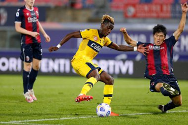 Yann Karamoh (parma calcio 1913) ve Takehiro tomiyasu (bologna fc), Bologna-Parma maçında Dall & # 39; Ara Stadyumu, Bologna, İtalya, 28 Eylül 2020 - LM / Francesco Scaccianoce