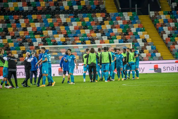 Festeggiare Dopo Aver Segnato Durante Udinese Spezia Allo Stadio Dacia — Foto Stock