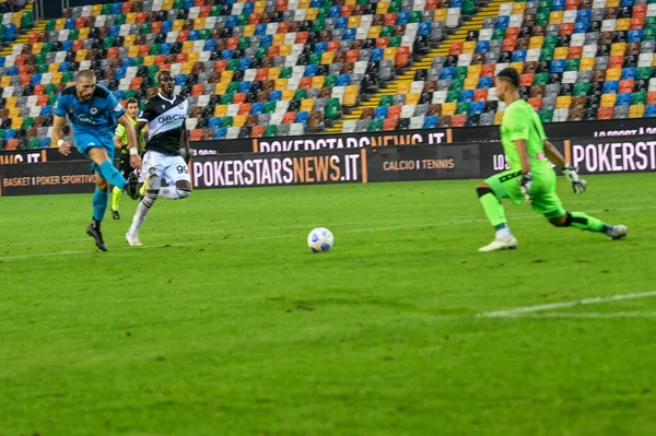 Andrey Galabinov Spezia Calcio Świętują Strzeleniu Gola Podczas Meczu Udinese — Zdjęcie stockowe