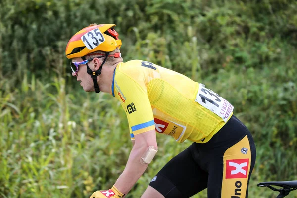 Leader Niklas Larsen Uno Xpro Cycling Team Yellow Jersey Elite — Foto de Stock