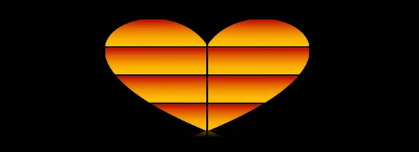 Sliced Heart Shape Gradient Color Black Background — Stock Photo, Image