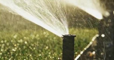 Yeşil çimenleri suluyorum. Yavaş bir hareket yap. Bahçeye fıskiyeden fışkıran tatlı su. Yaz bahçıvanlığı. Cereyan ve su krizine direniyor. Eko teknolojisi.