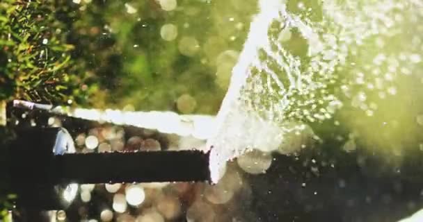 Podlewam Zieloną Trawę Slow Motion Woda Gazowana Rozpylająca Się Zraszacza — Wideo stockowe