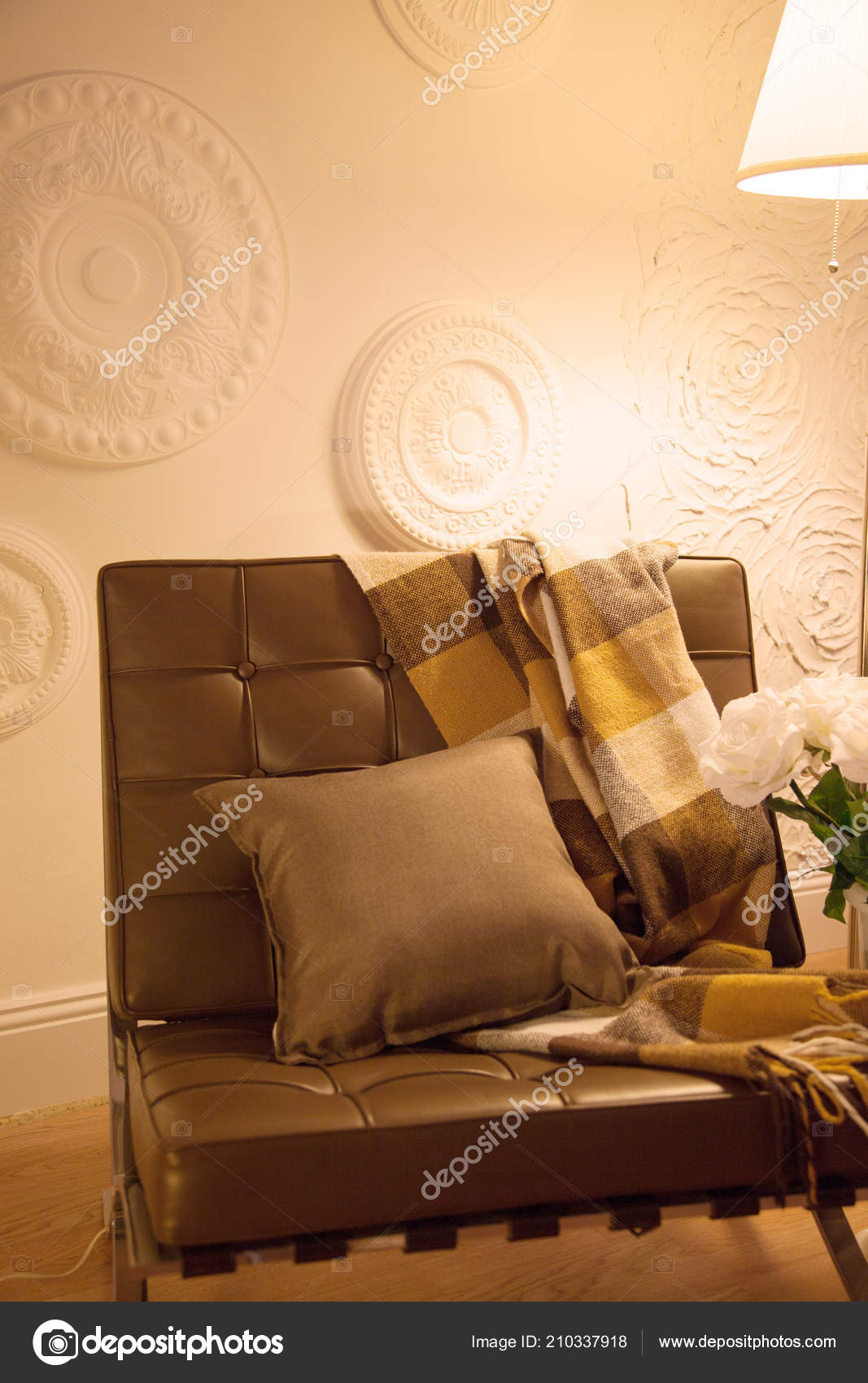 Vintage Loft Living Room High Ceiling Empty White Wall