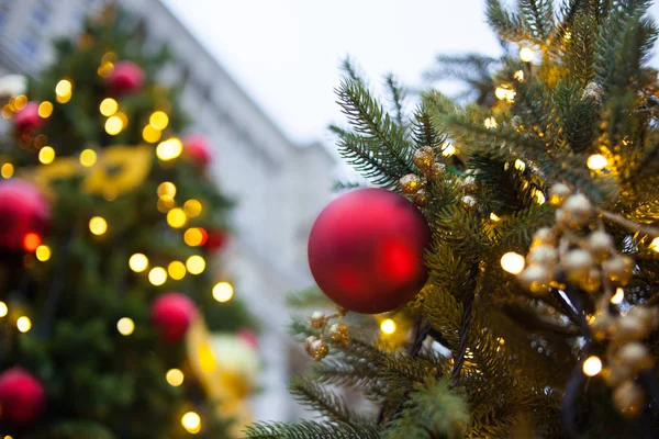 Decorated Christmas tree on the city street