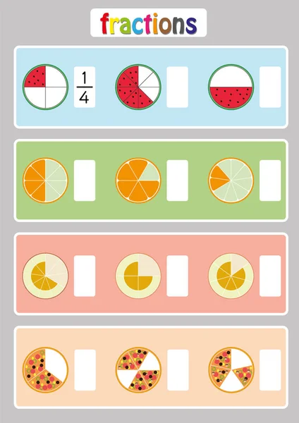 Hoja de cálculo de Fracciones de escritura, Revisión de fracciones, práctica de fracciones, educativa, Fracciones equivalentes, hoja de cálculo de matemáticas — Archivo Imágenes Vectoriales