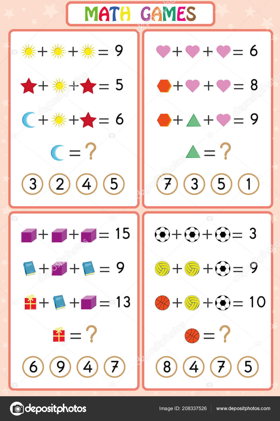 Jeu De Mathématiques Pour Les Enfants. Feuille De Travail Pour Le