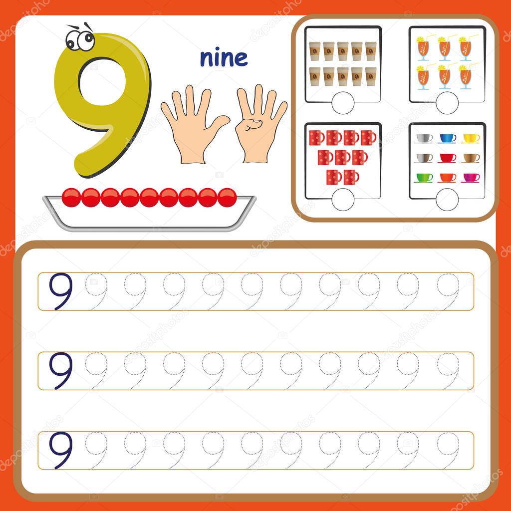 Number cards, Counting and writing numbers, Learning numbers, Numbers tracing worksheet for preschool