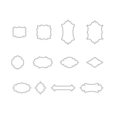 Vintage çerçeveler Set - bohça-in farklı tarzlarda düz çizgiler ile 12 beyaz kare. Bu basit ve zarif vintage çerçeveler kendi benzersiz tasarımları oluşturmak için kullanın.