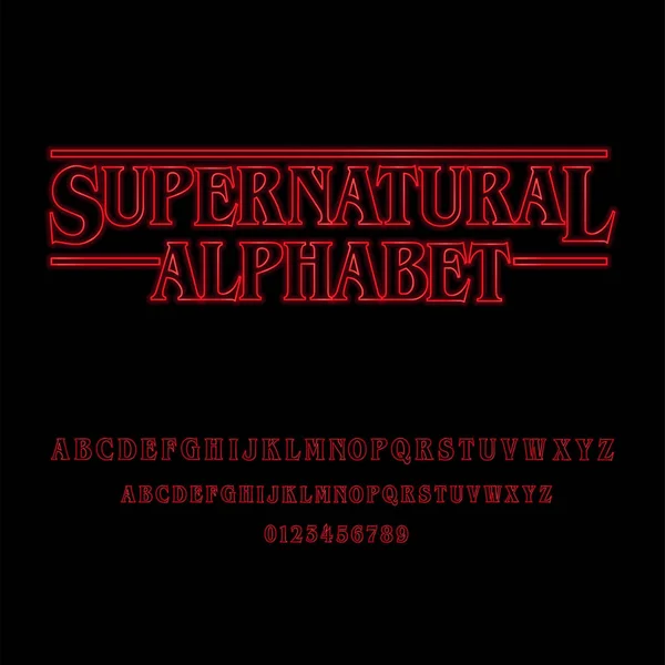 Supernatural Alphabet Red Glowing Letters Red Glowing Alphabet Capital Letters — Stock Vector