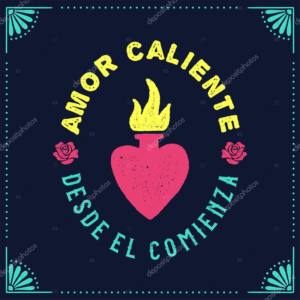 Day of the Dead Hand Drawn Logo Design - hand drawn graphic elements. The rough texture gives it an authentic vintage style. The logo design features a sacred heart and rose graphics, framed by simple floral ornaments.