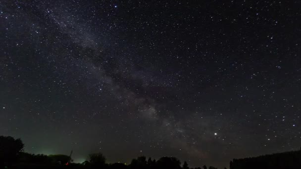 Vídeo Timelapse Caminho Leitoso Sobre Uma Floresta Pinheiro — Vídeo de Stock