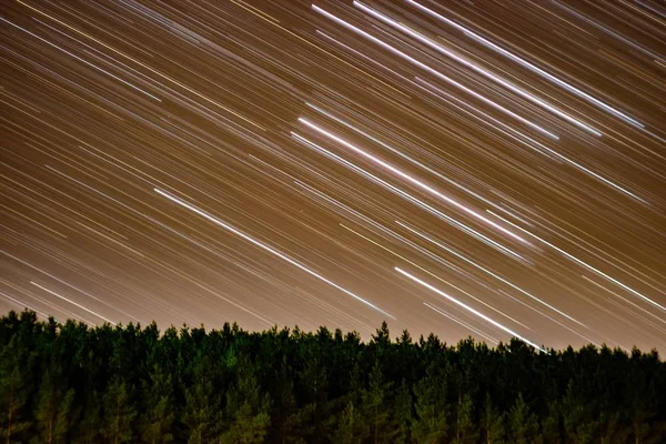 Nacht Landschap Sterrenhemel Een Russisch Dorp — Stockfoto