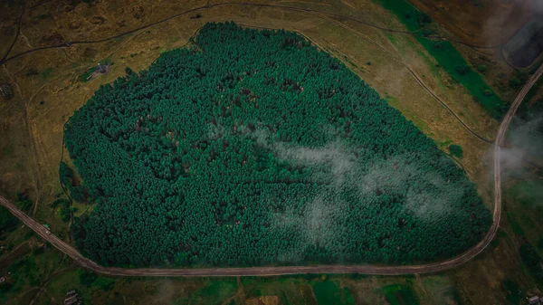 Village Forestier Instantané Derrière Les Nuages Fédération Russie Photo Haute — Photo