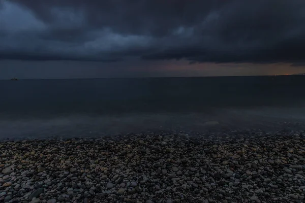 República Abjasia Ciudad Gagra Hermosa Puesta Sol Playa Onda Larga — Foto de Stock