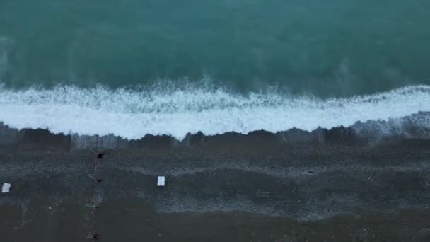 Preto Mar Praia Cidade Gagra Vídeo Com Drone — Vídeo de Stock