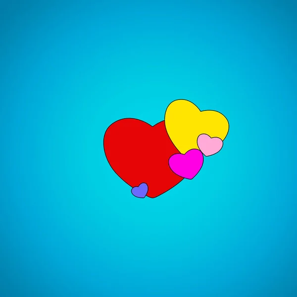 Renkli illüstrasyon Beş kalp eğlenceli sevgililer günü aşkı
