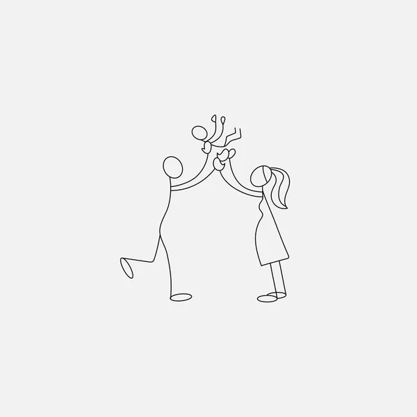 Familiensymbol Strichmännchen Auf Weißem Hintergrund Vektorillustration — Stockvektor