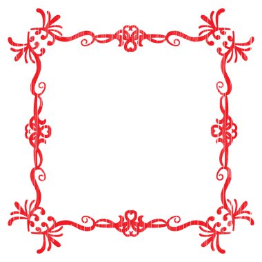 Kırmızı çerçeve grunge dekoratif kıvırma vektör