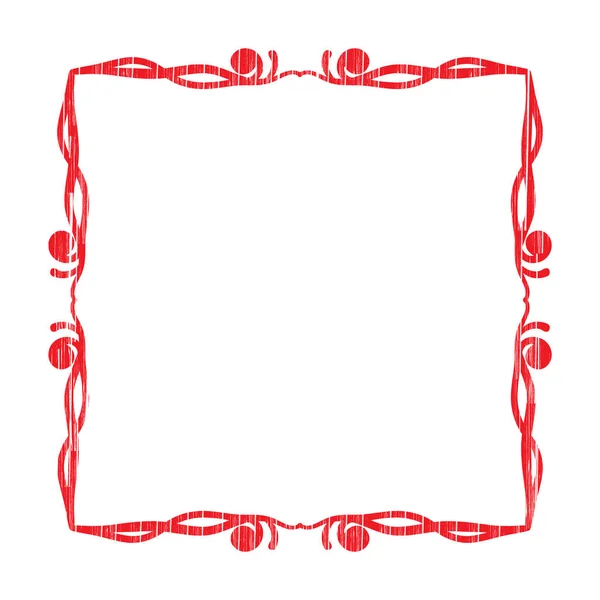 Marco Grunge Rojo Decoración Vectorial Rizado Decorativo — Vector de stock