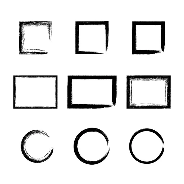 Vector Set Grunge Brush Strokes Frames Black Vector Brush Strokes — Stock Vector